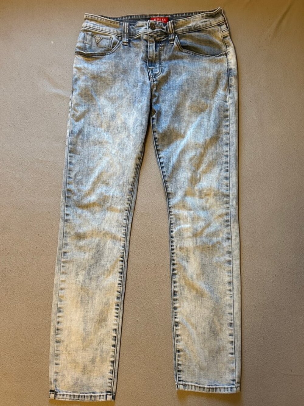 GUESS Men's Jeans 32x32 Tapered Slim, Light Acid Wash